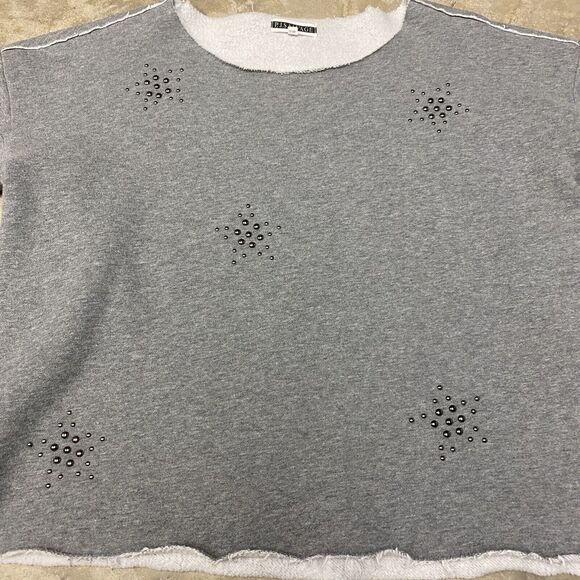 PJ Salvage Lounge Sweatshirt Womens Medium Long-Sleeve Gray Stretch Embellished - Picture 2 of 8